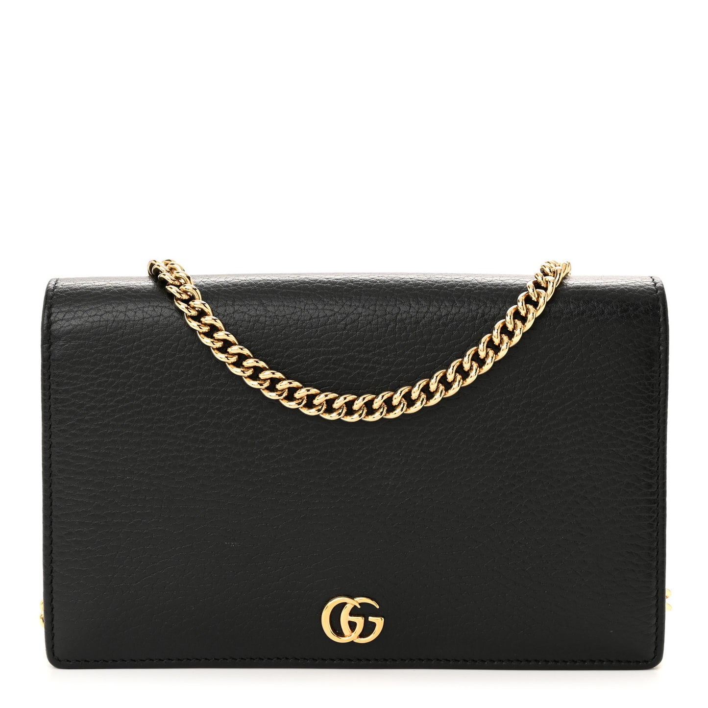 Calfskin Mini GG Marmont Chain Wallet Black
