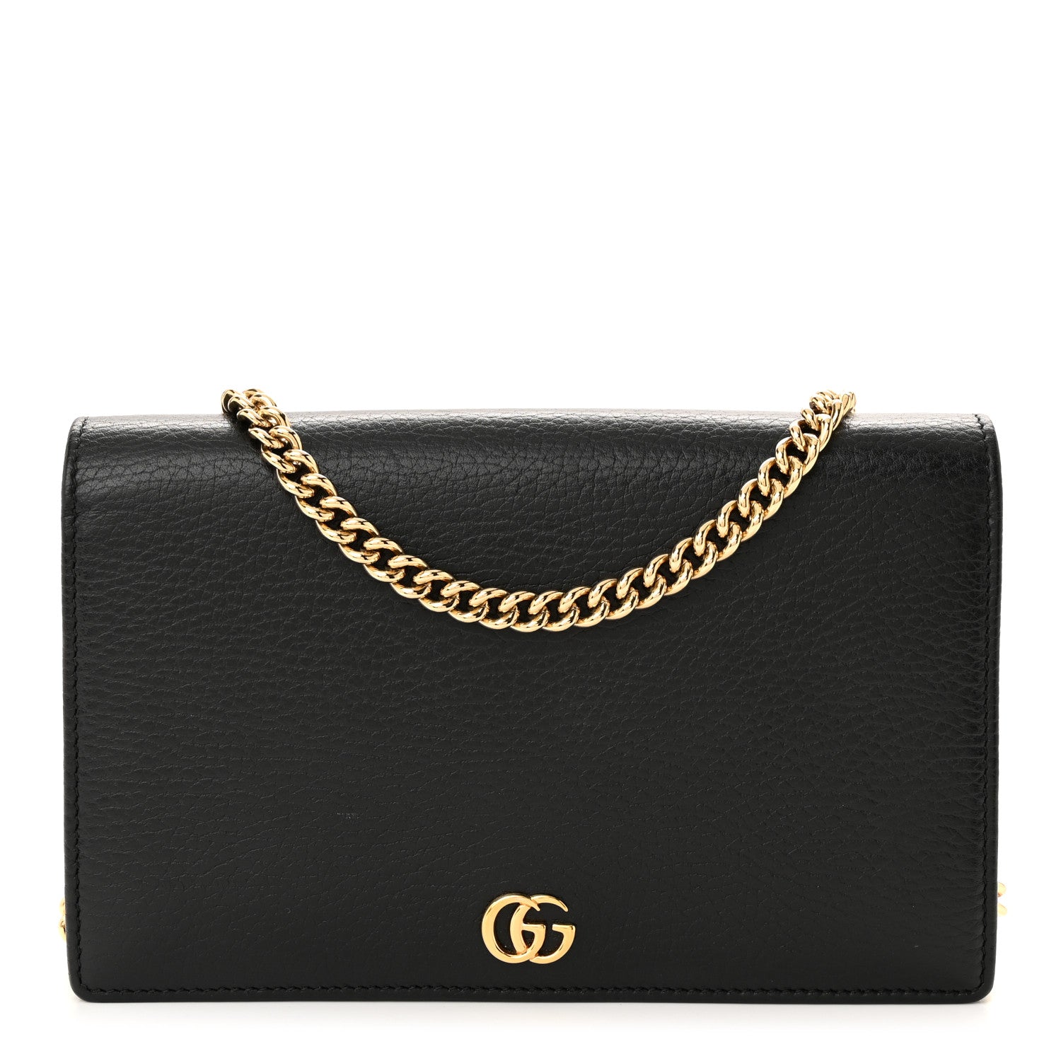 Gucci Calfskin Mini GG Marmont Chain Wallet Black 1 of 10