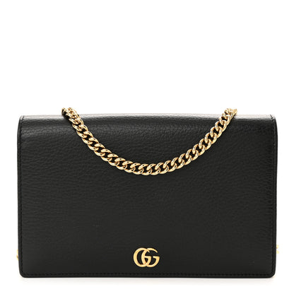 Gucci Calfskin Mini GG Marmont Chain Wallet Black 1 of 10