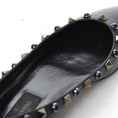 Valentino Garavani Pebbled Calfskin Onyx Rockstud Rolling Ballerina Flats 36.5 Black 13 of 16