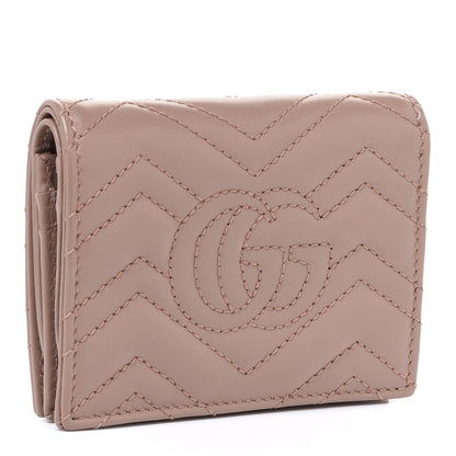 Gucci Calfskin Matelasse GG Marmont Card Case Wallet Porcelain Rose 3 of 7