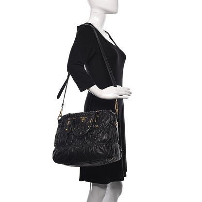 Prada Nappa Gaufre Buckle Shoulder Bag Black 2 of 15