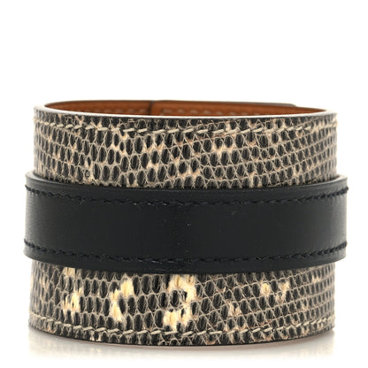 Hermes Lizard Box Manchette Drag Bracelet Ombre Black 3 of 5