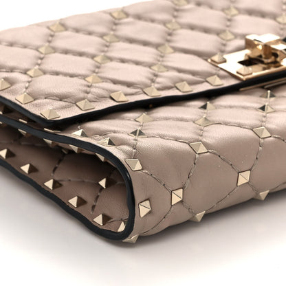 Valentino Garavani Lambskin Rockstud Spike Wallet on Chain Poudre 8 of 10