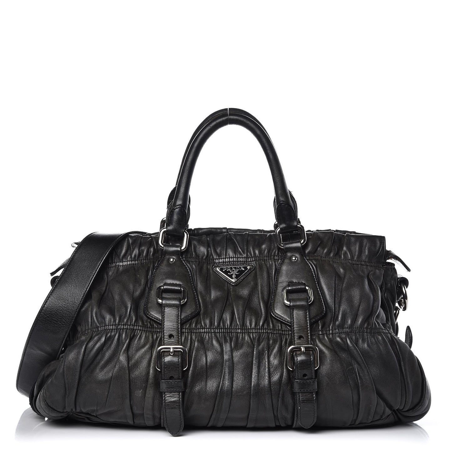 Nappa Gaufre Shopping Satchel Black