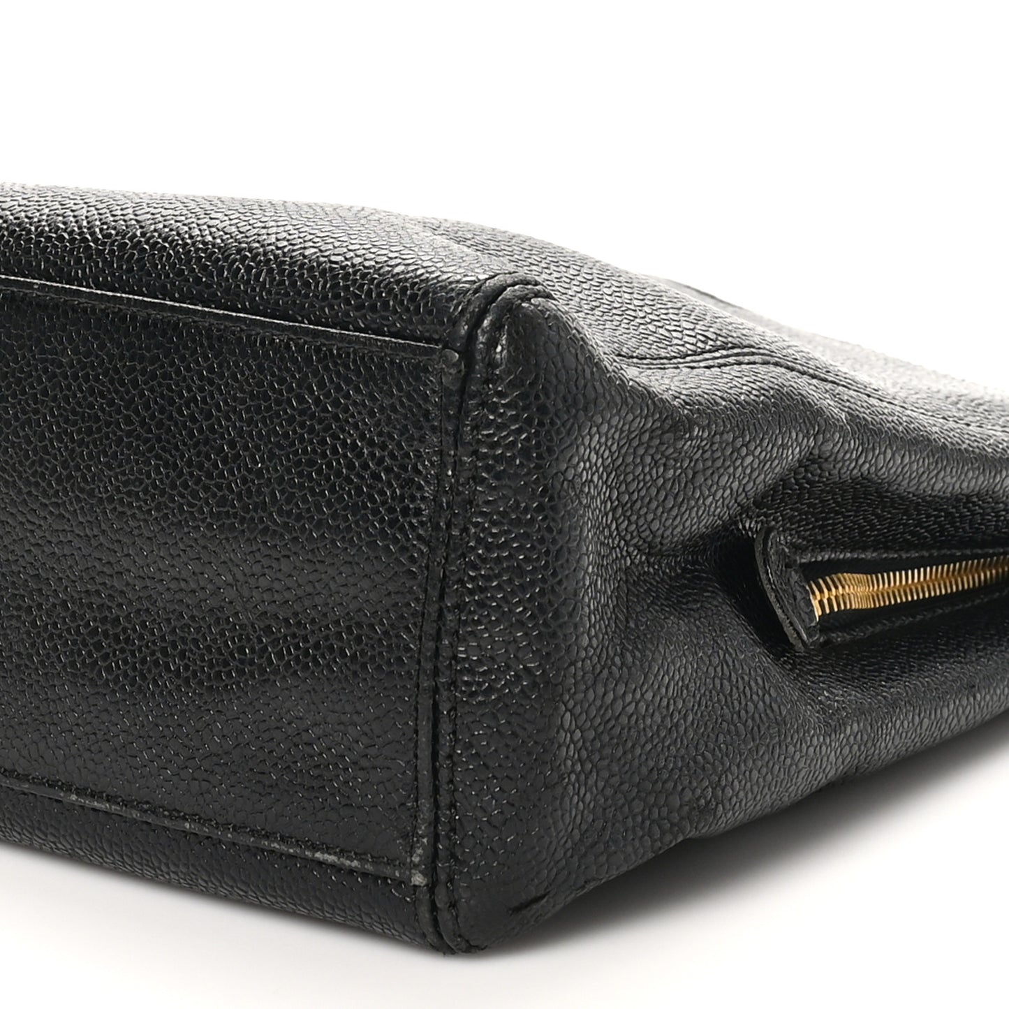 Caviar Embroidered Logo Shoulder Bag Black