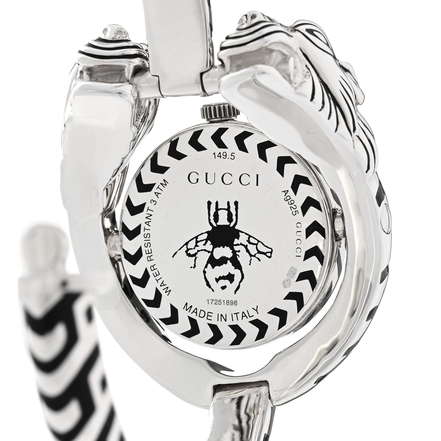 Gucci Sterling Silver Black Mother of Pearl 23mm Dionysus Quartz Watch 4 of 5