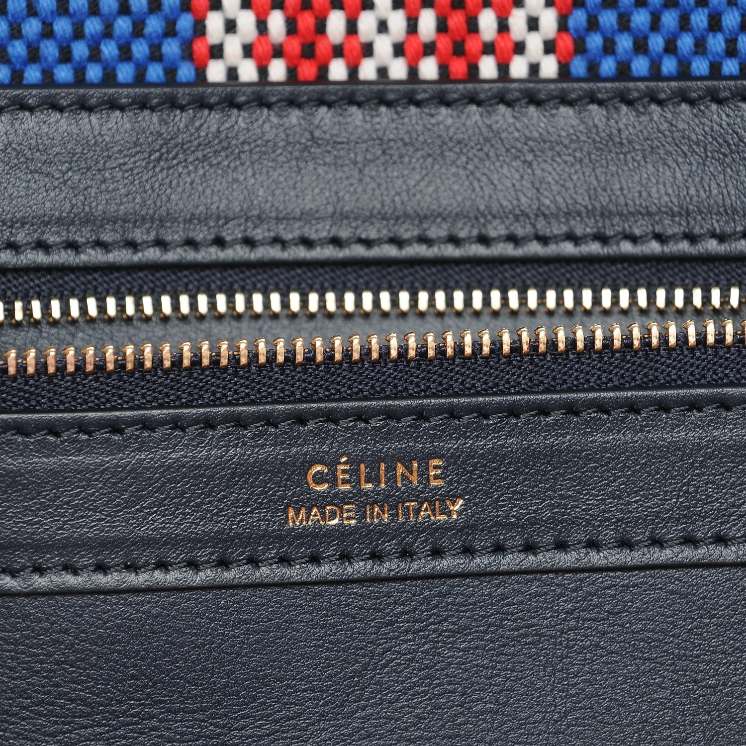 Celine Textile Striped Medium Horizontal Cabas Phantom Navy Blue 6 of 7