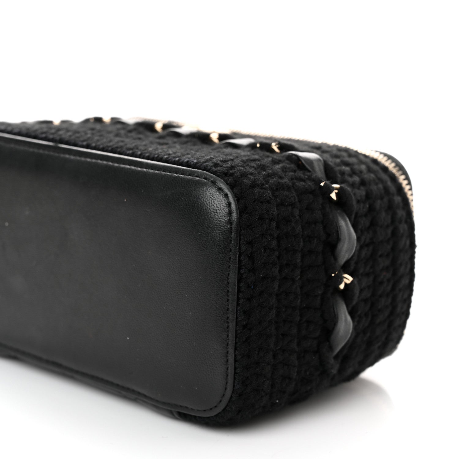 Chanel Lambskin Crochet Quilted Small Vanity Case With Chain Black 10 of 11