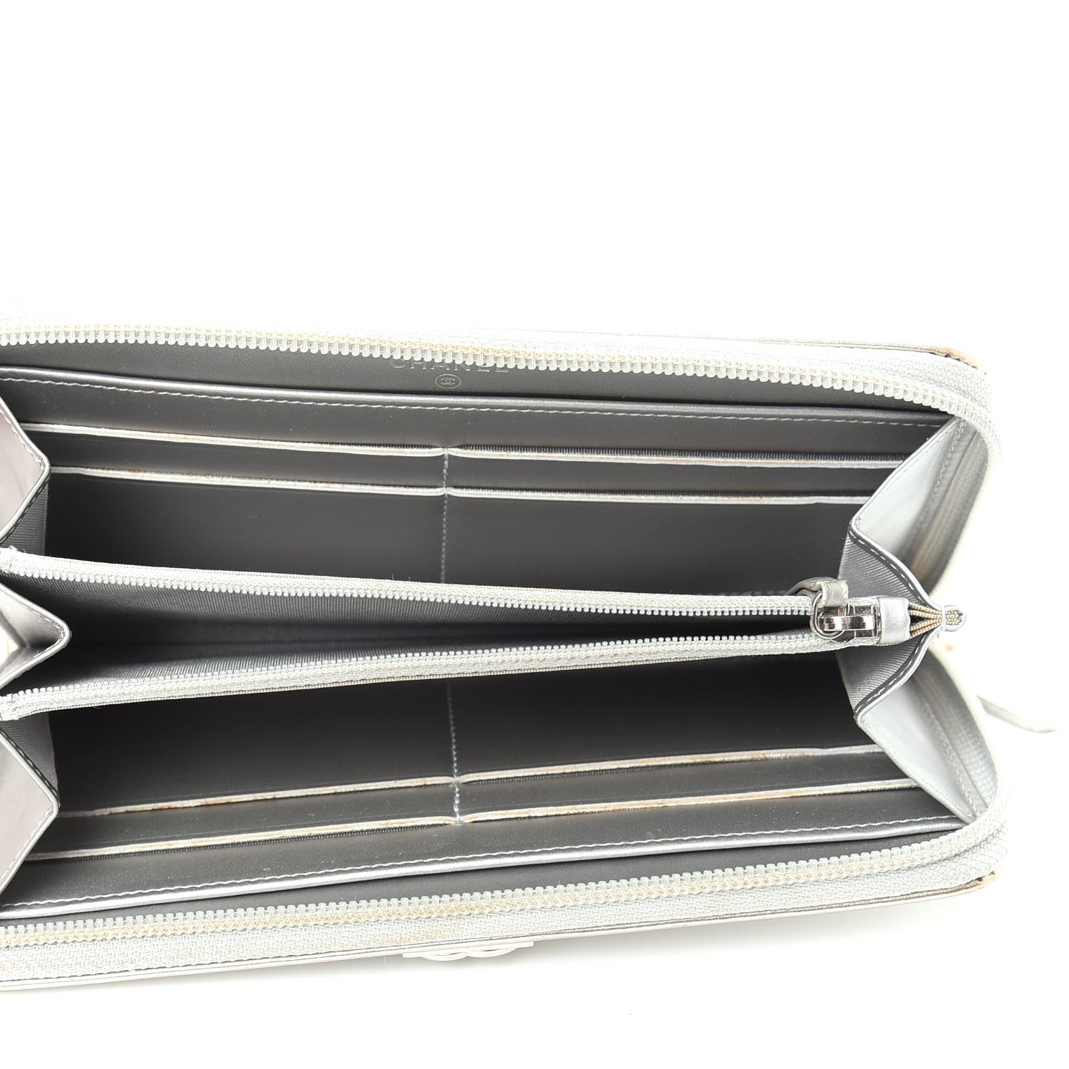 Chanel Metallic Calfskin Quilted Boy Zip Around Wallet Silver 5 of 13