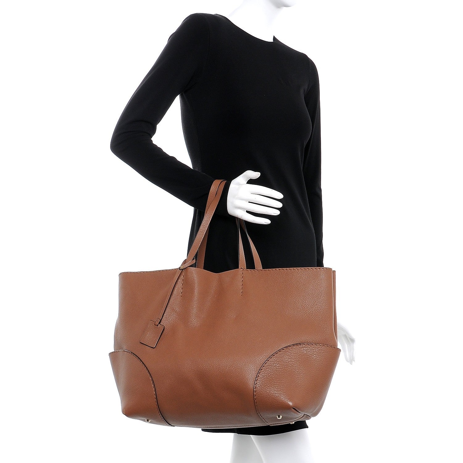 Lanvin Grained Calfskin Shopper Tote Brown 2 of 12