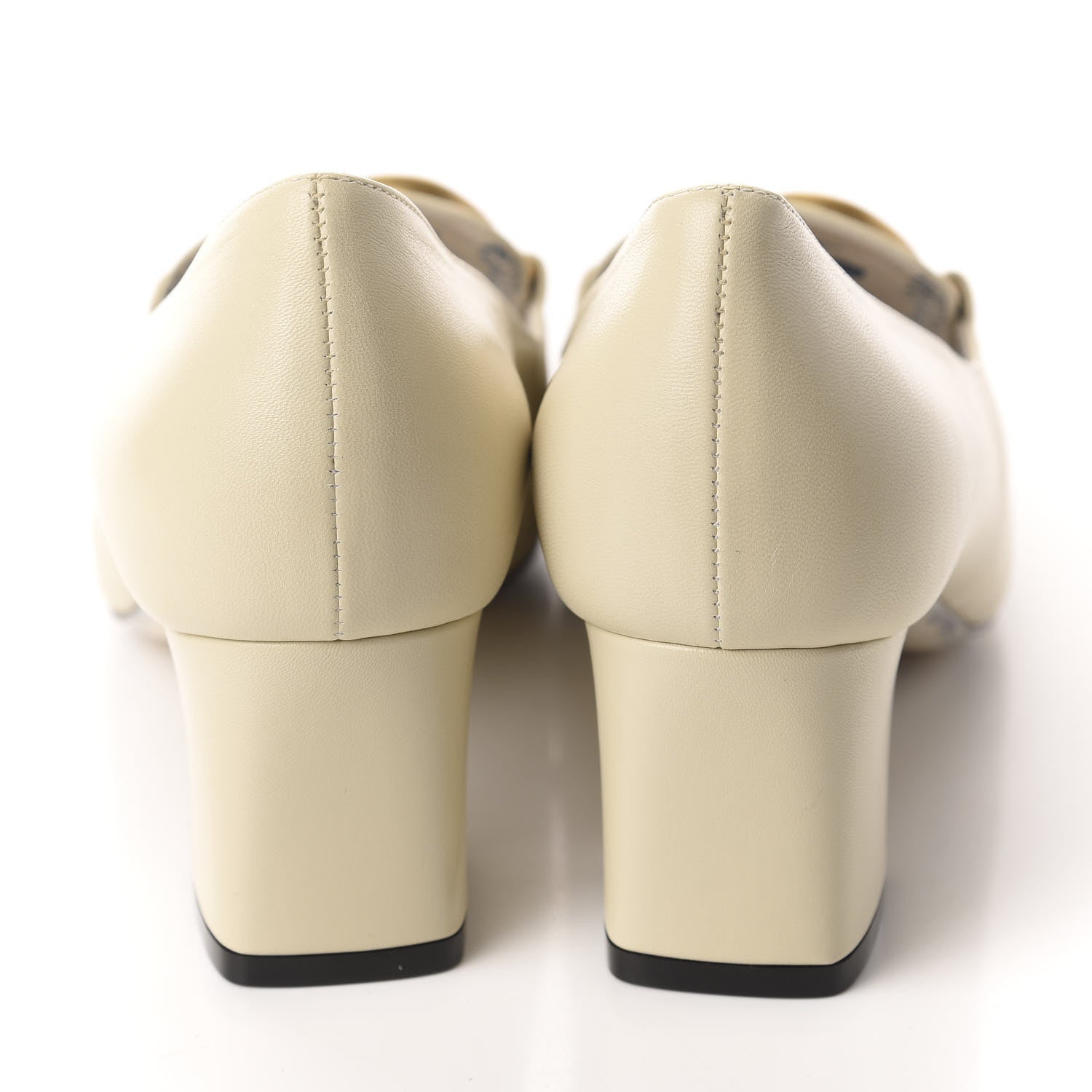 Gucci Malaga Kid GG Victoire 55mm Loafer Pumps 38.5 Vintage White 5 of 10