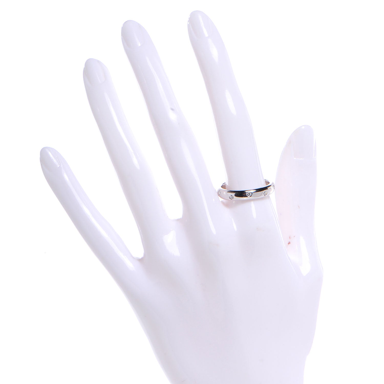 Tiffany Platinum and Diamond 4mm Etoile Band Ring 60 9 2 of 5