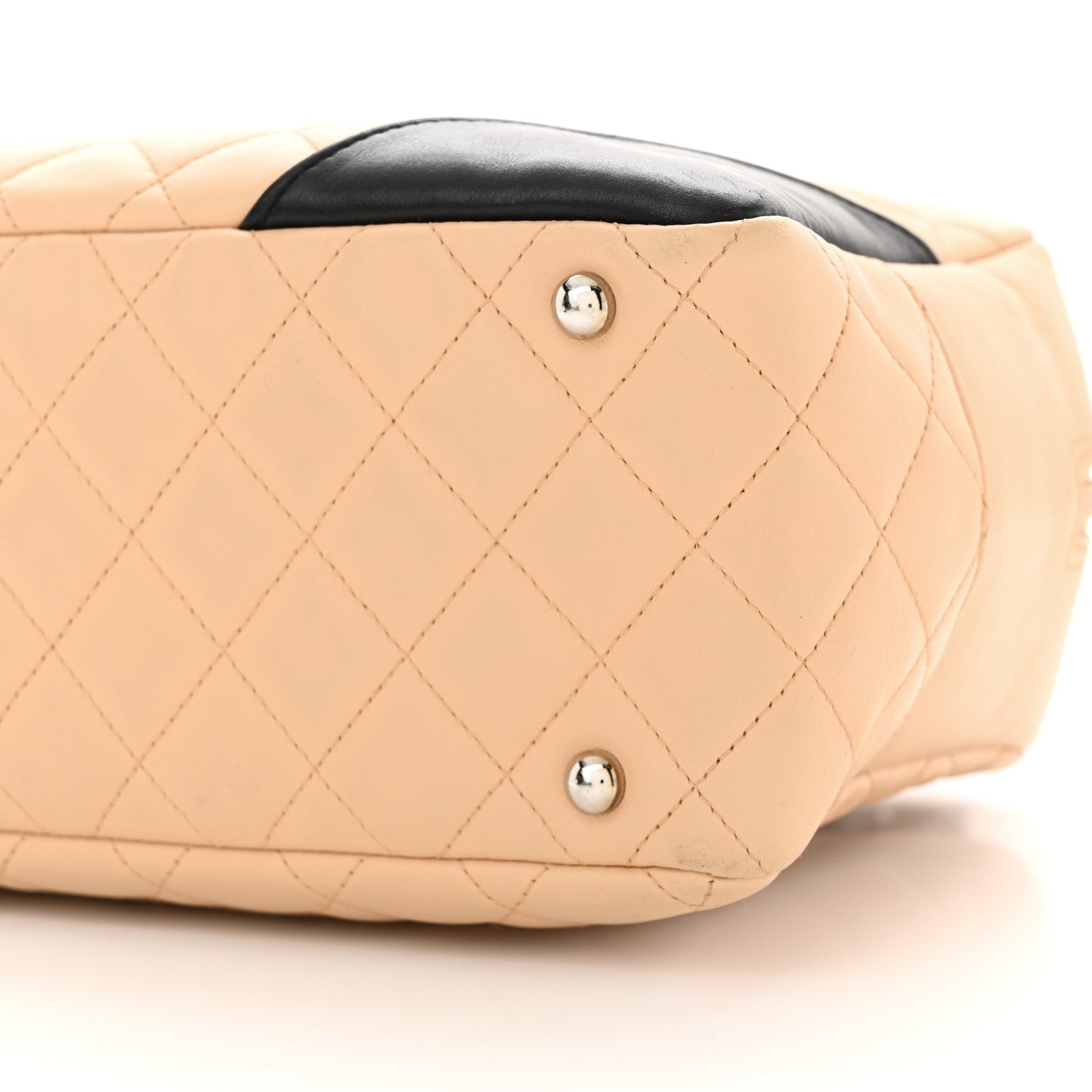 Chanel Calfskin Quilted Large Cambon Bowler Beige Black 10 of 12
