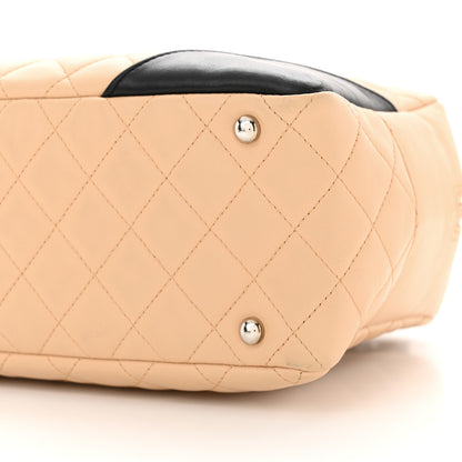 Chanel Calfskin Quilted Large Cambon Bowler Beige Black 10 of 12
