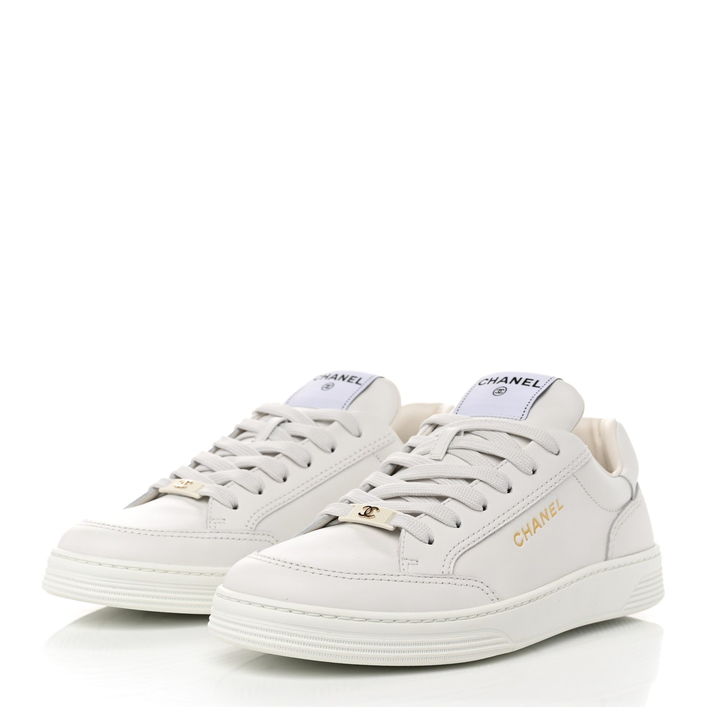 Calfskin Womens CC Logo Sneakers 40 White
