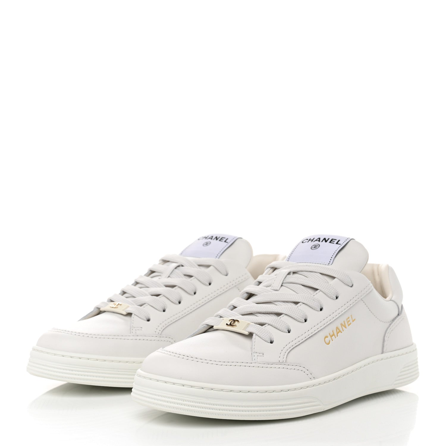 Chanel Calfskin Womens CC Logo Sneakers 40 White 3 of 10