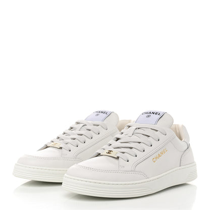 Chanel Calfskin Womens CC Logo Sneakers 40 White 3 of 10