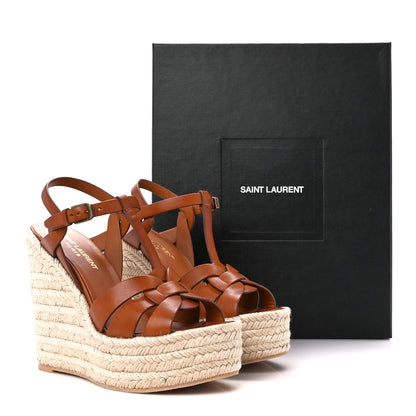 Saint Laurent Calfskin Espadrille 85 Platform Wedge Sandals 36 Aube 10 of 10