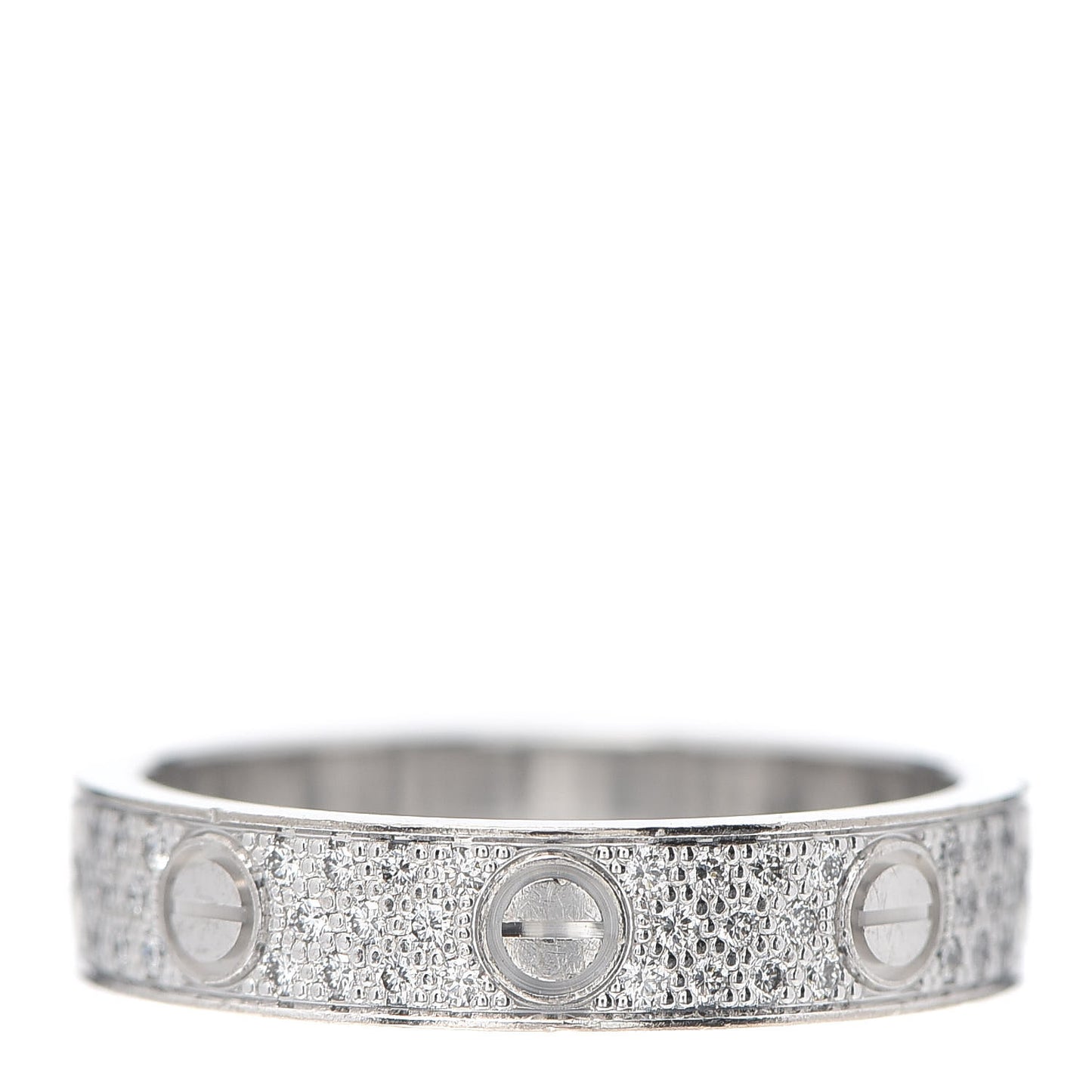 18K White Gold Diamond 4mm LOVE Wedding Paved Band Ring 51 5.75