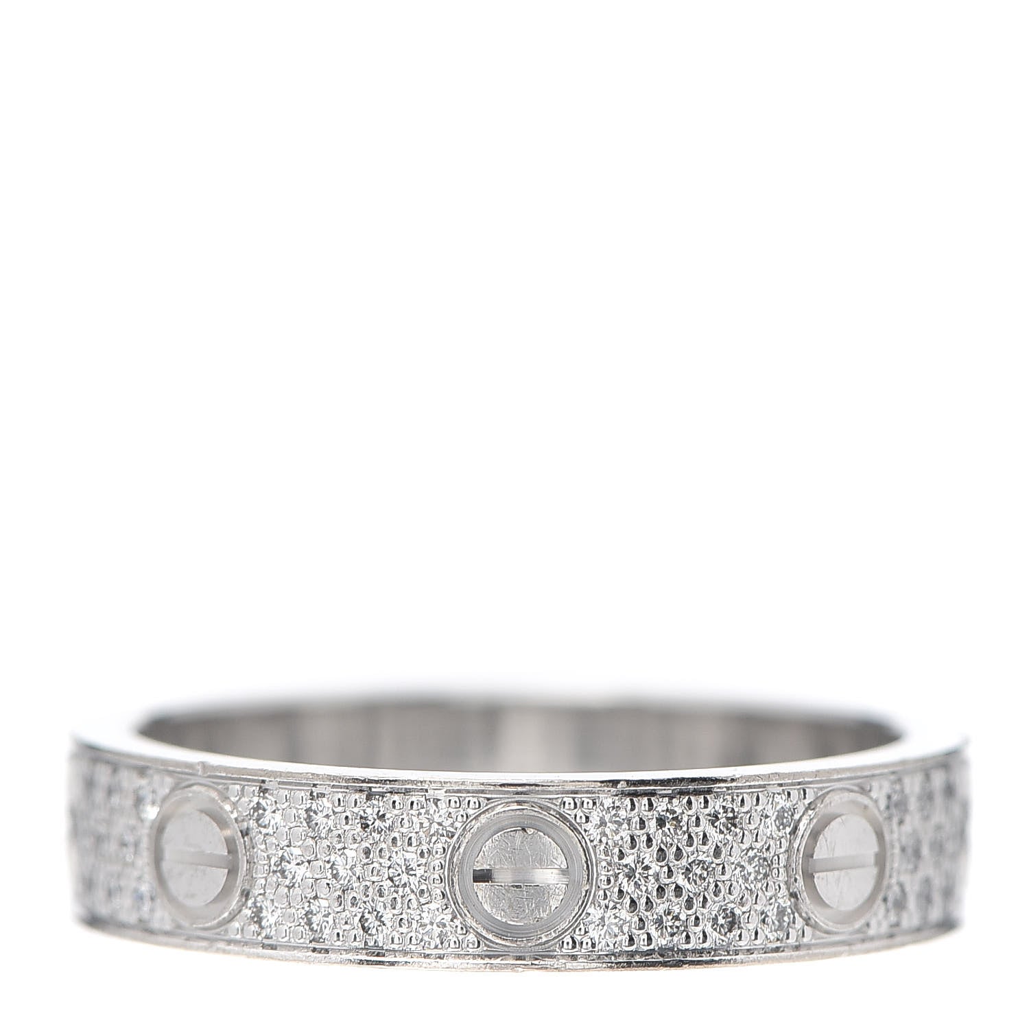 Cartier 18K White Gold Diamond 4mm LOVE Wedding Paved Band Ring 51 5.75 3 of 5