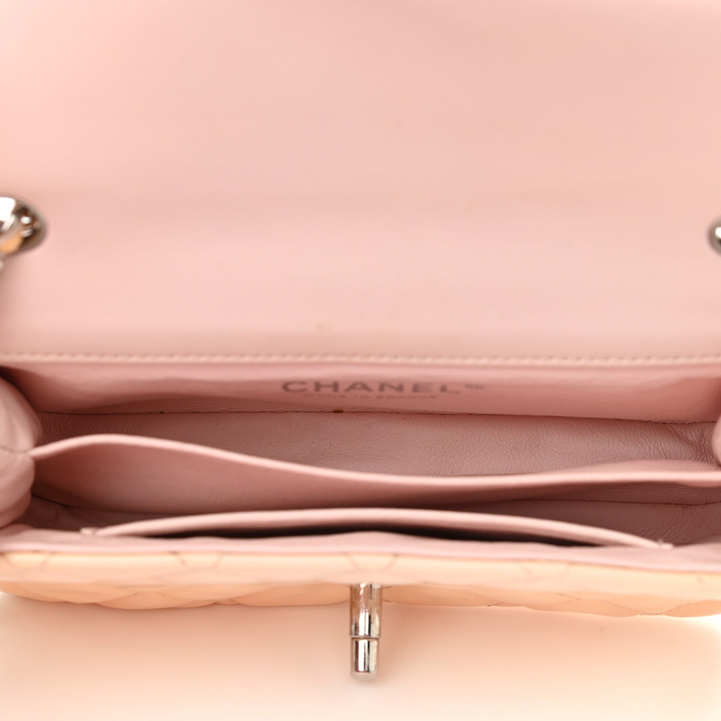 Patent Calfskin Quilted Extra Mini Flap Pink
