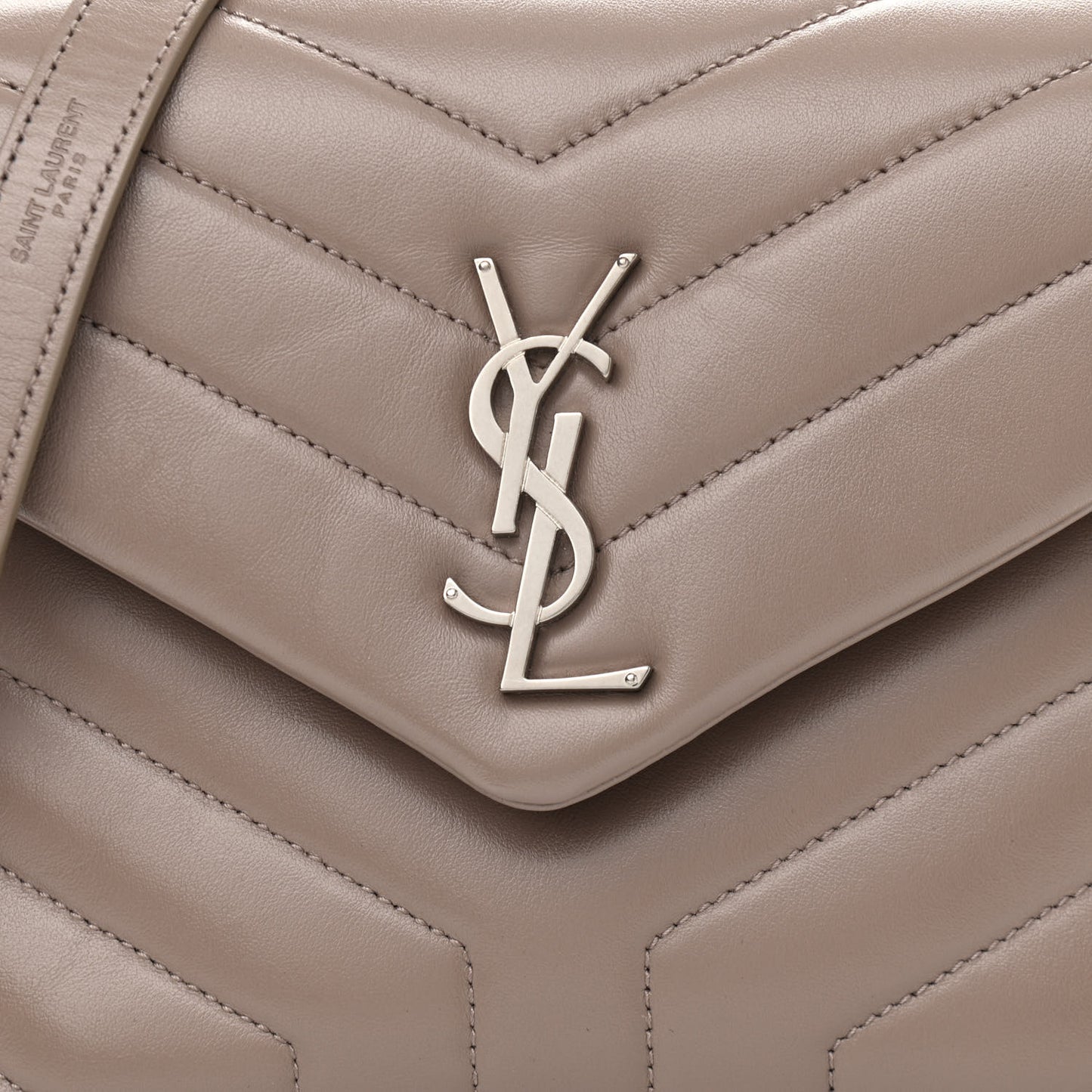 Calfskin Y Quilted Monogram Small Loulou Chain Satchel Taupe Sable
