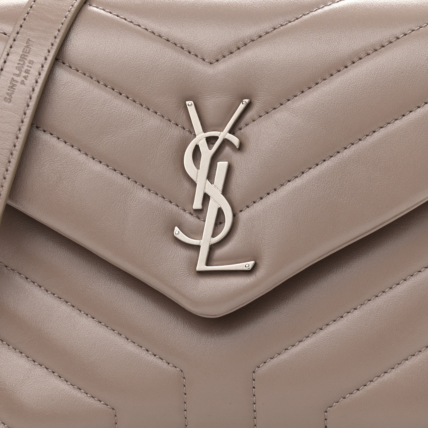 Saint Laurent Calfskin Y Quilted Monogram Small Loulou Chain Satchel Taupe Sable 8 of 11