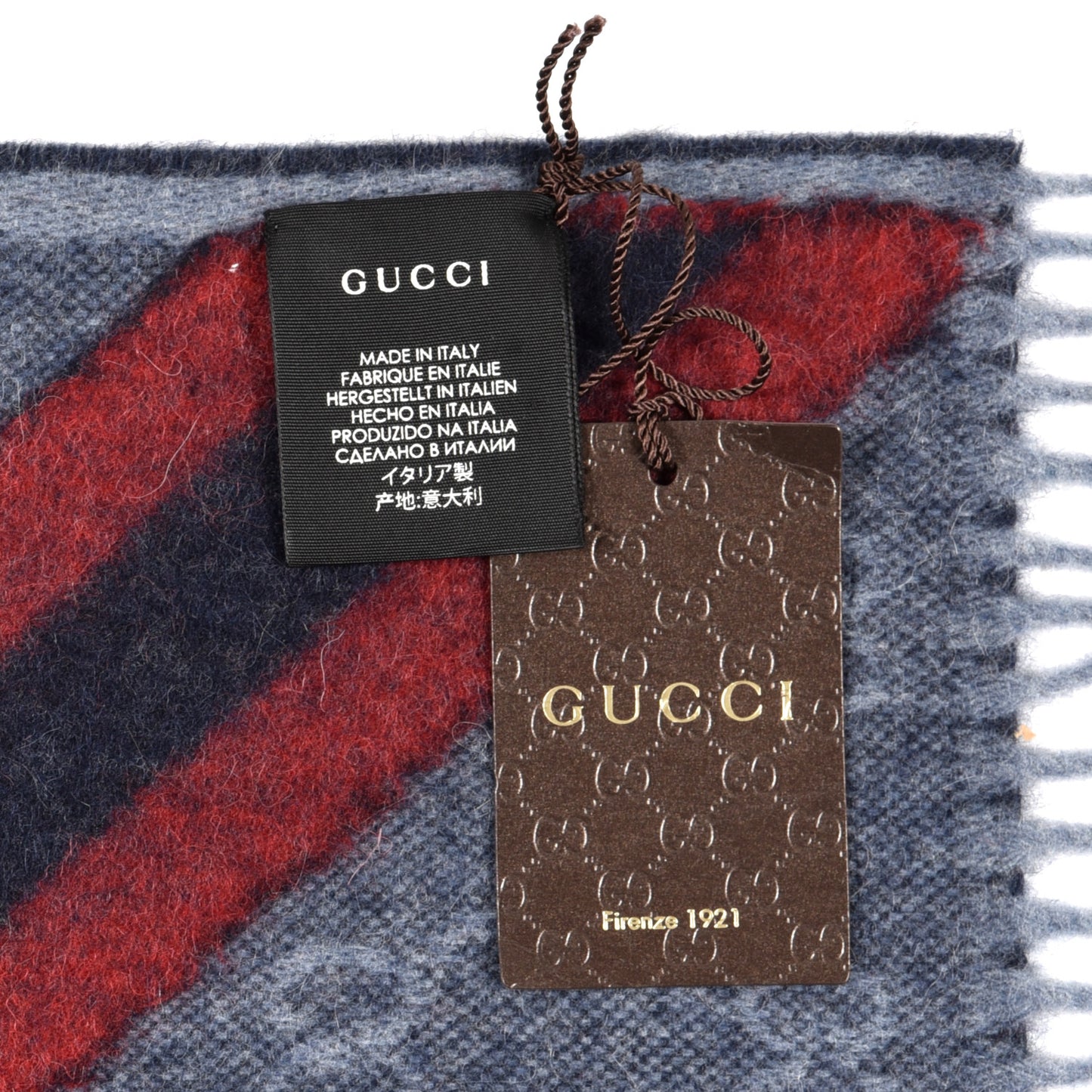 Wool Alpaca Monogram Web New Nikky Scarf Midnight Blue
