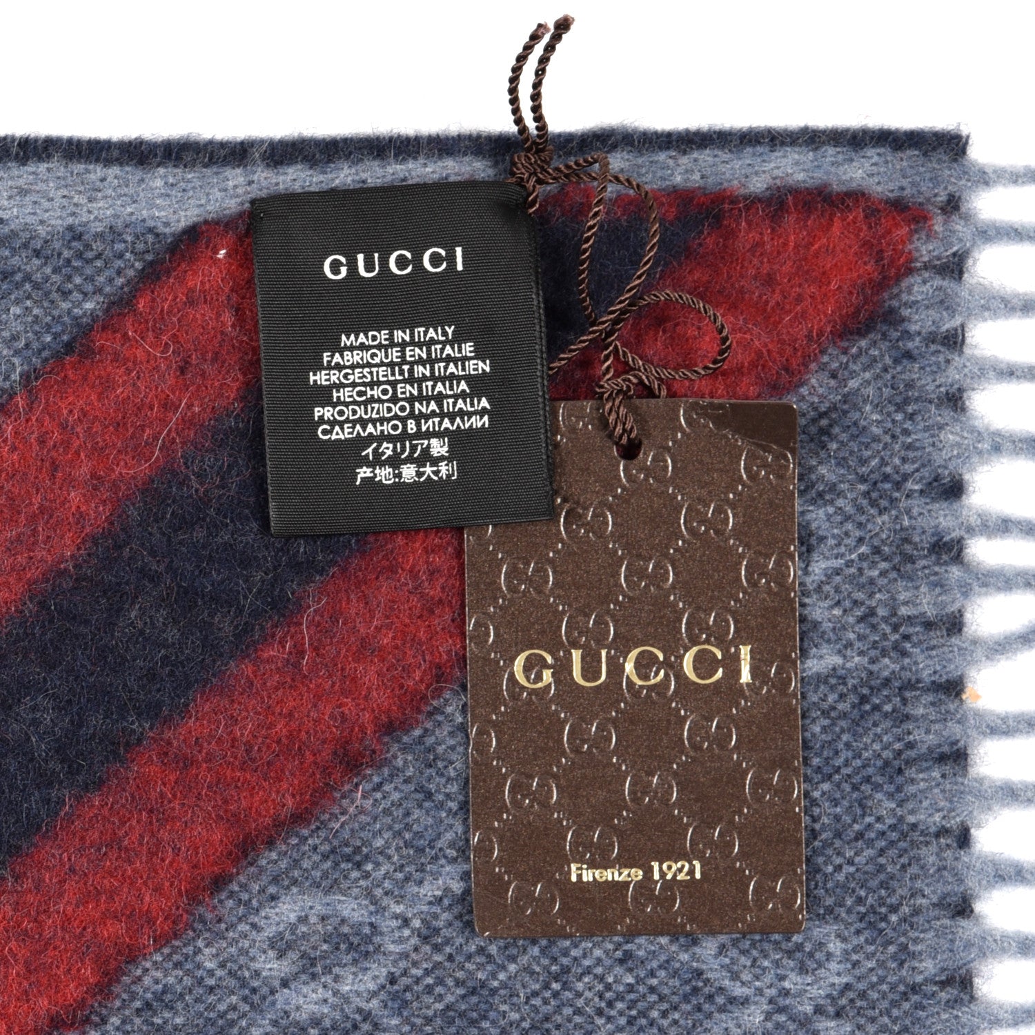 Gucci Wool Alpaca Monogram Web New Nikky Scarf Midnight Blue 4 of 4