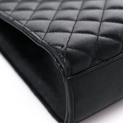 Saint Laurent Grain De Poudre Textured Mixed Matelasse Large Triquilt Monogram Satchel Black 8 of 16