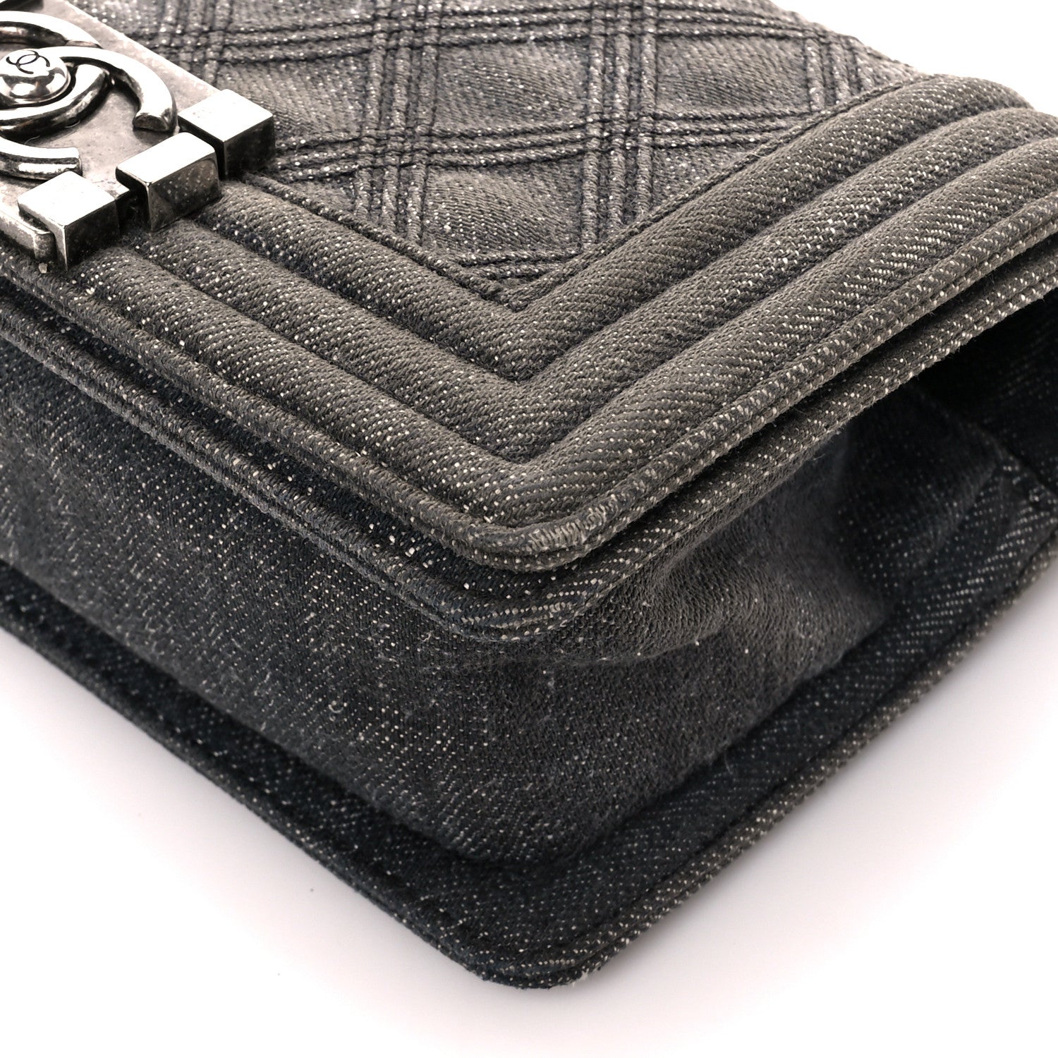 Chanel Denim Quilted Small Boy Flap Black 9 of 10