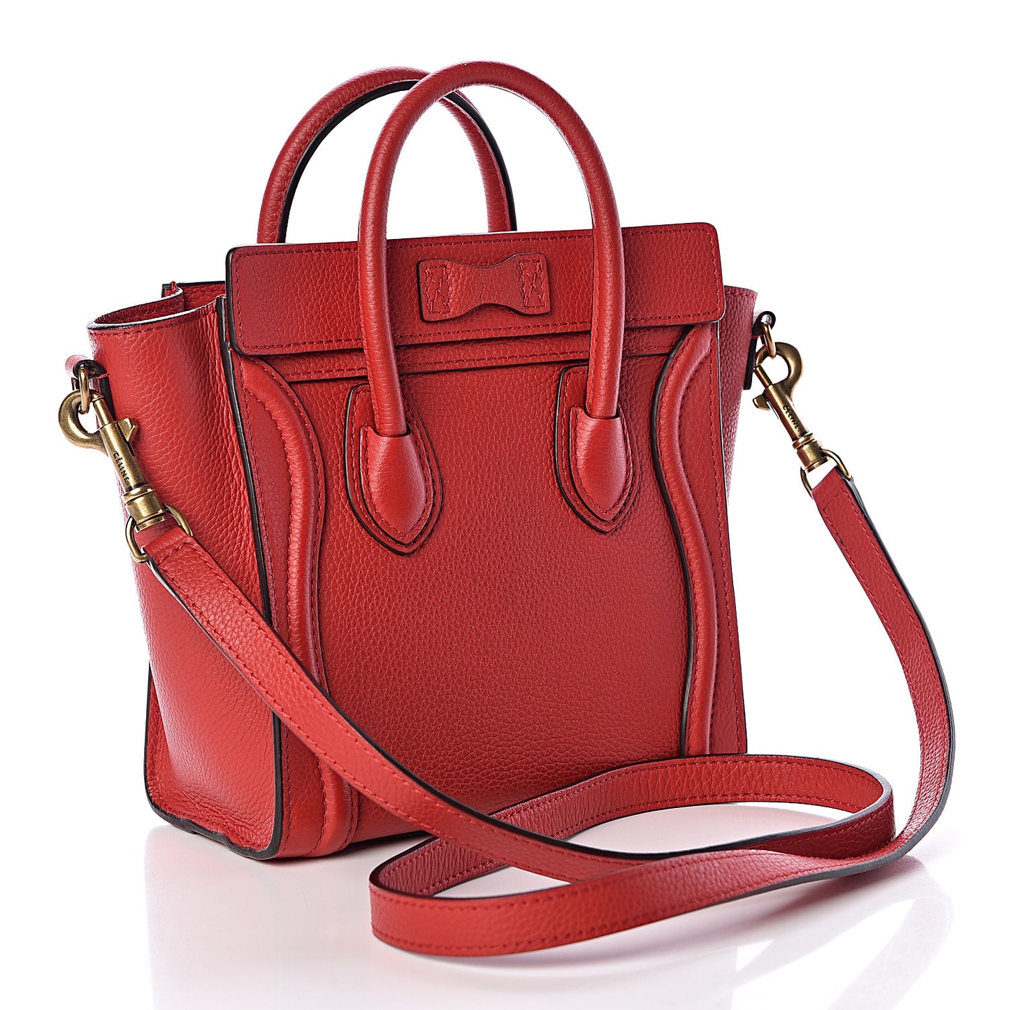 Drummed Calfskin Nano Luggage Coquelicot
