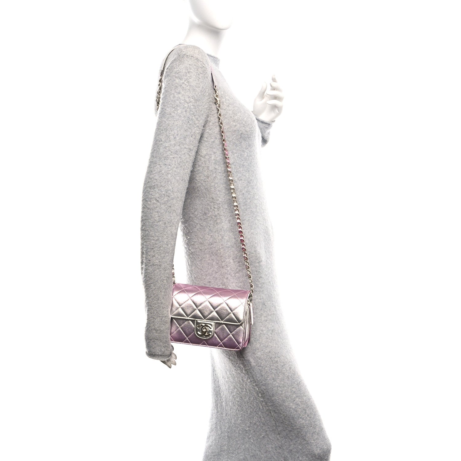 Chanel Metallic Lambskin Like A Wallet Flap Golden Pink 2 of 10