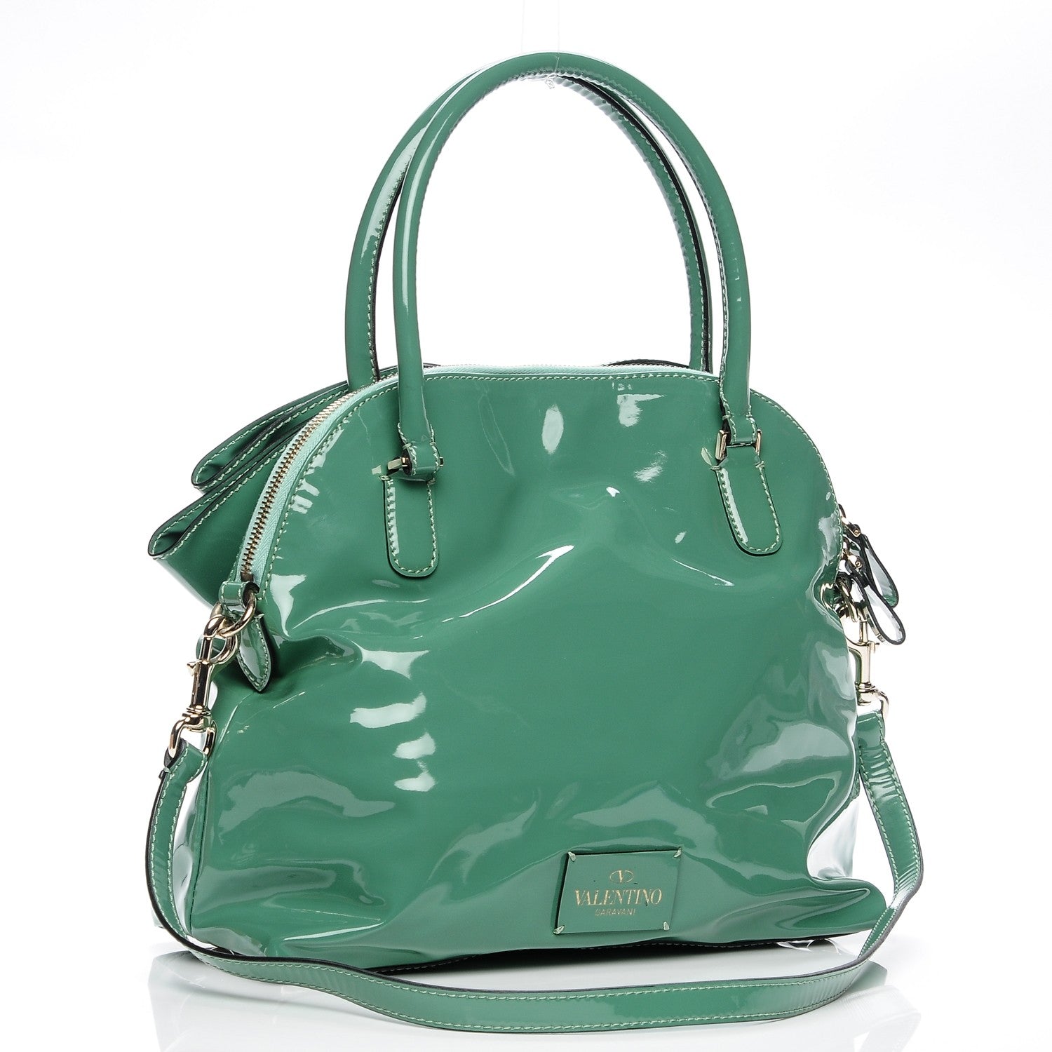Valentino Garavani Patent Lacca Bow Dome Tote Green 3 of 6