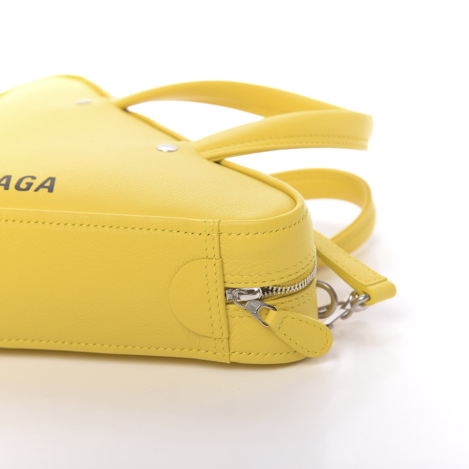 Balenciaga Shiny Day Calfskin Logo XS Triangle Duffle Jaune Black 10 of 11