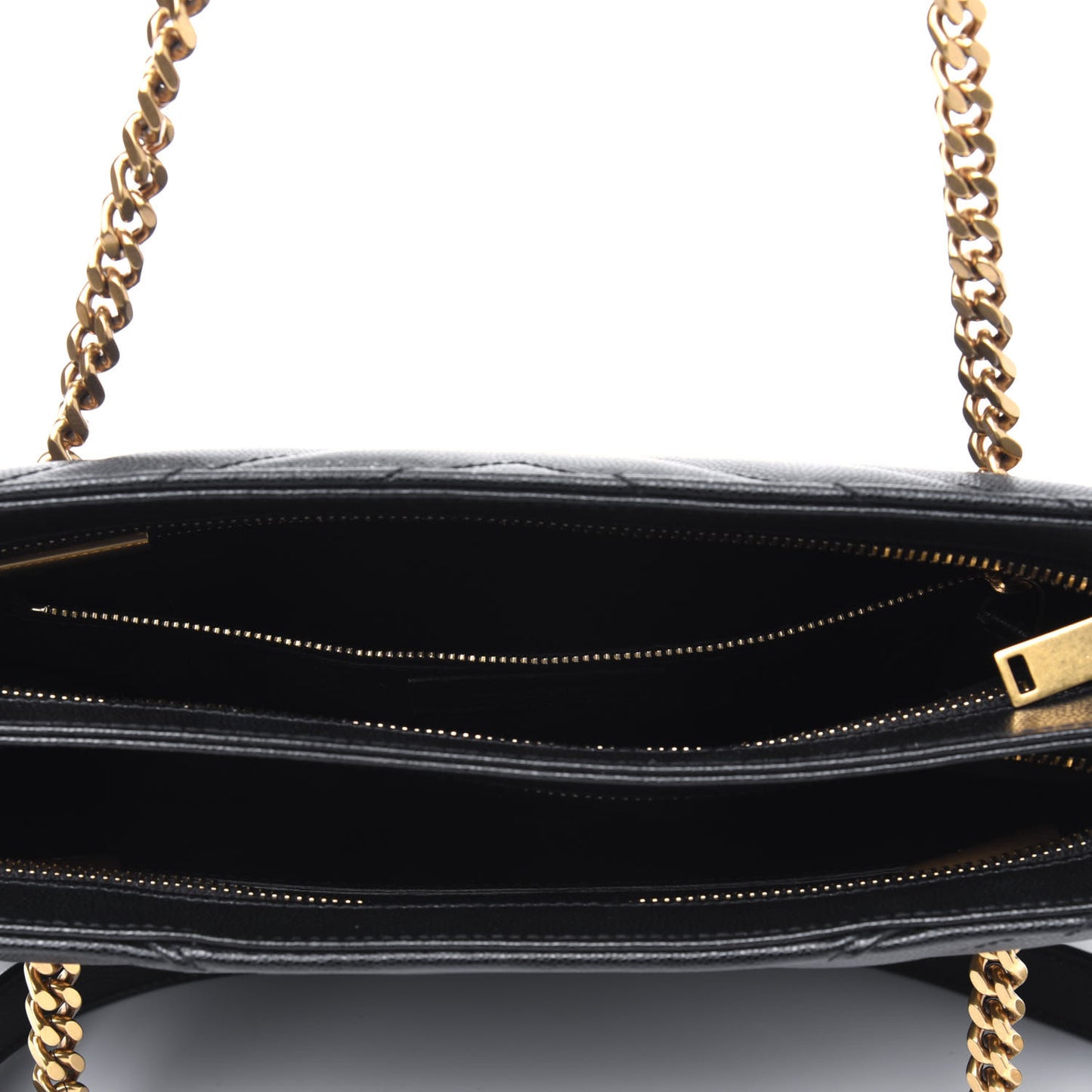 Grain De Poudre Matelasse Chevron Small Tribeca Shopping Bag Black