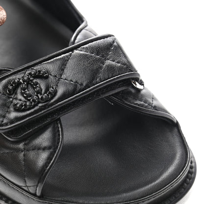 Chanel Lambskin Velcro Dad Sandals 40 Black 10 of 10