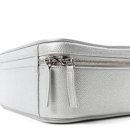 Chanel Metallic Caviar Quilted Large CC Filigree Vanity Case Silver 10 of 10