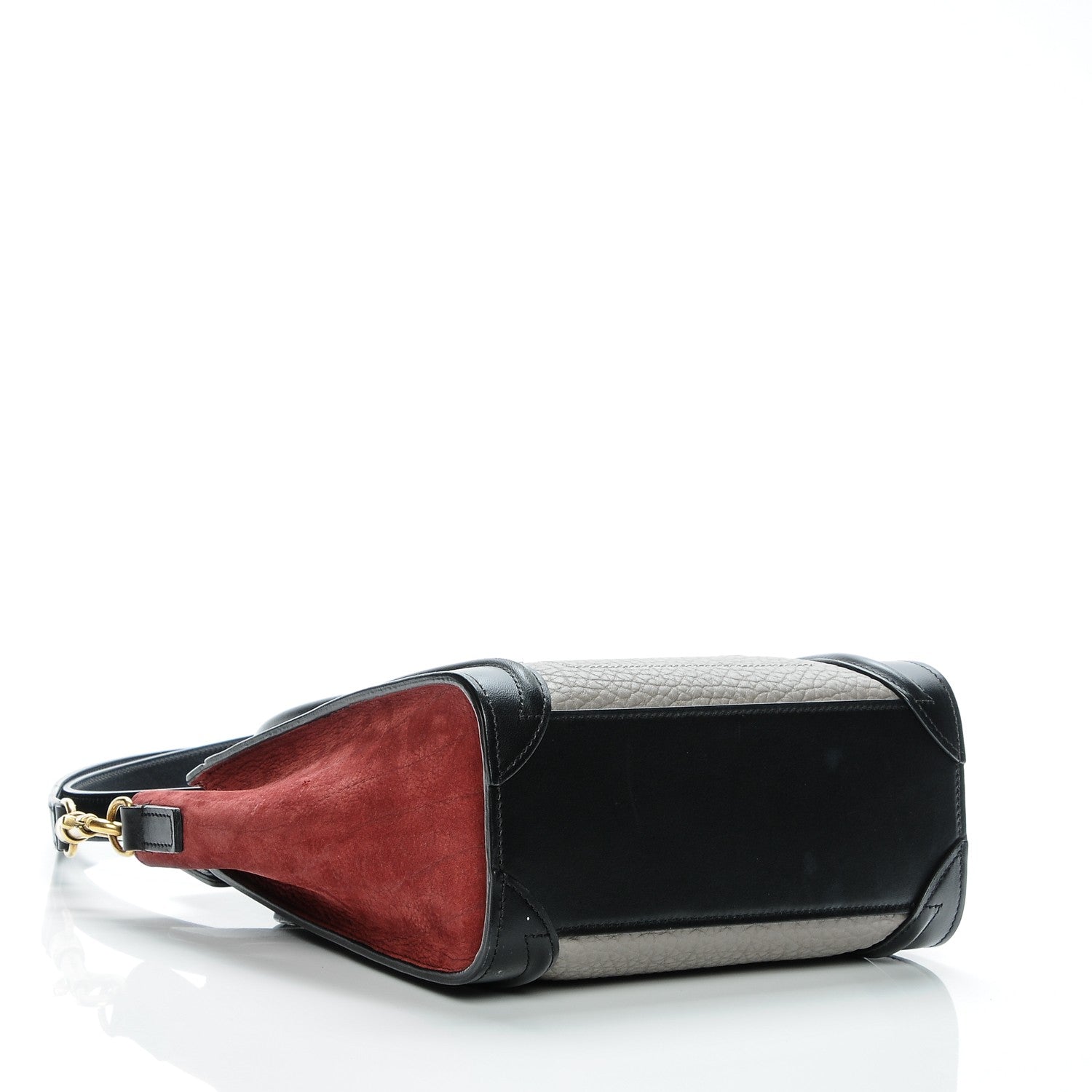 Celine Bullhide Calfskin Suede Nano Tri-Color Luggage Dark Ruby 4 of 7
