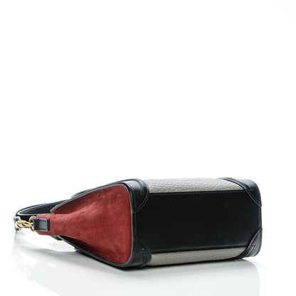 Celine Bullhide Calfskin Suede Nano Tri-Color Luggage Dark Ruby 4 of 7