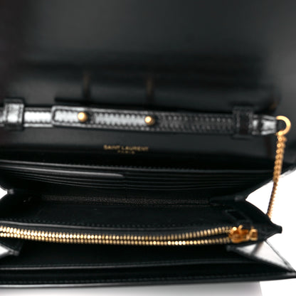 Saint Laurent Glossy Calfskin Monogram Chain Wallet Black 4 of 10