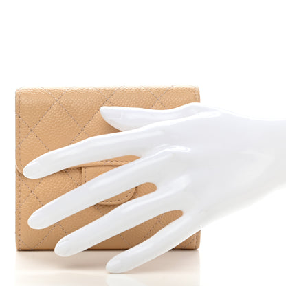 Chanel Caviar Quilted Compact Flap Wallet Beige 2 of 7