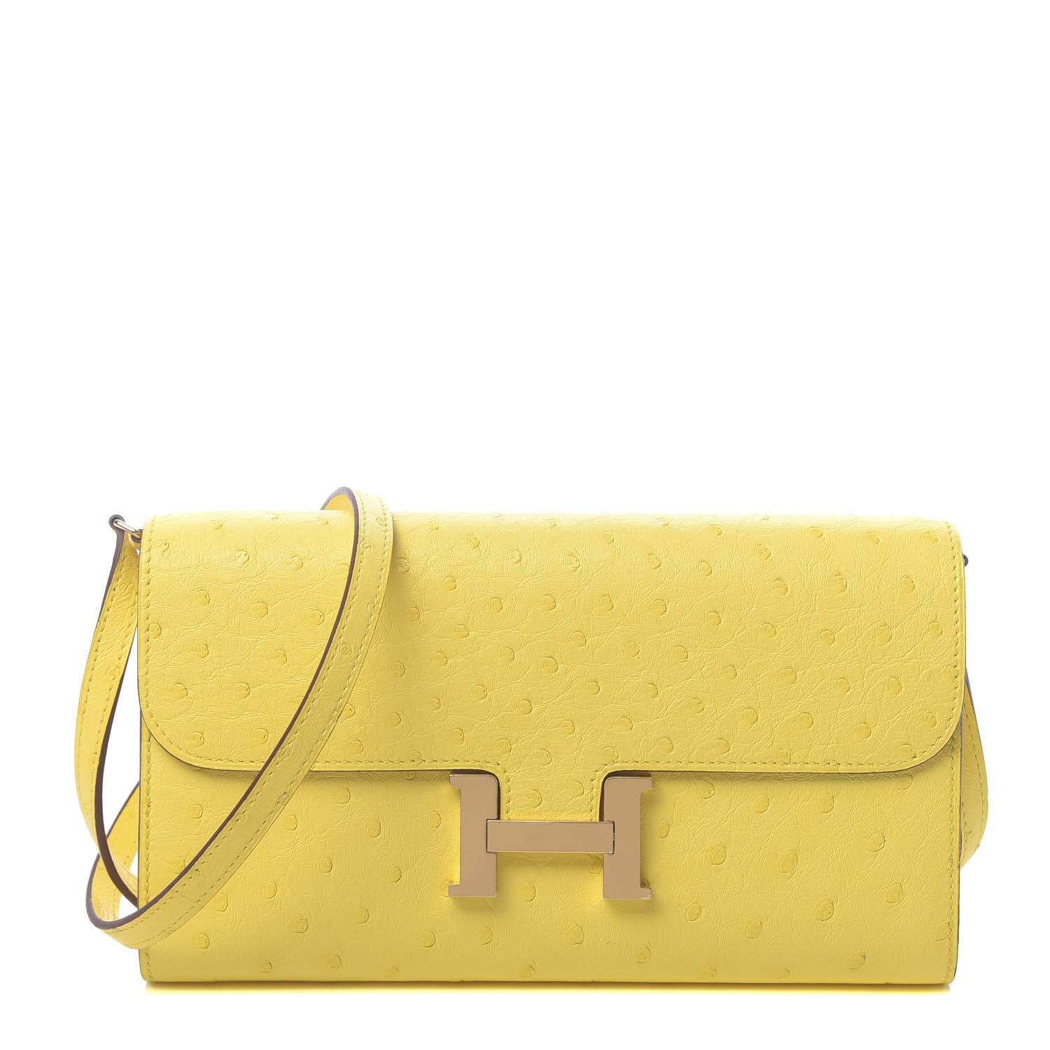 Hermes Ostrich Constance Long Wallet To Go Jaune Citron 1 of 11
