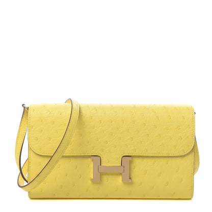 Hermes Ostrich Constance Long Wallet To Go Jaune Citron 1 of 11