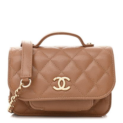 Chanel Caviar Quilted Business Affinity Clutch With Chain Flap Dark Beige 1 of 12