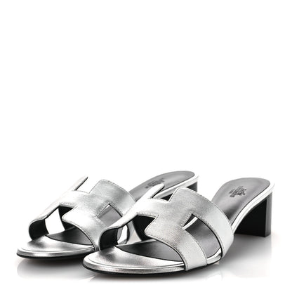 Hermes Metallic Nappa Oasis Sandals 41 Argent 4 of 11