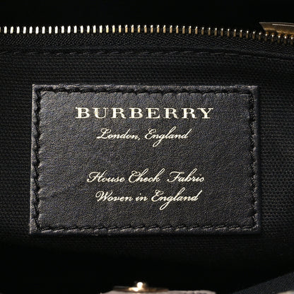 Burberry Grainy Calfskin House Check Medium Banner Tote Thistle Grey 6 of 10
