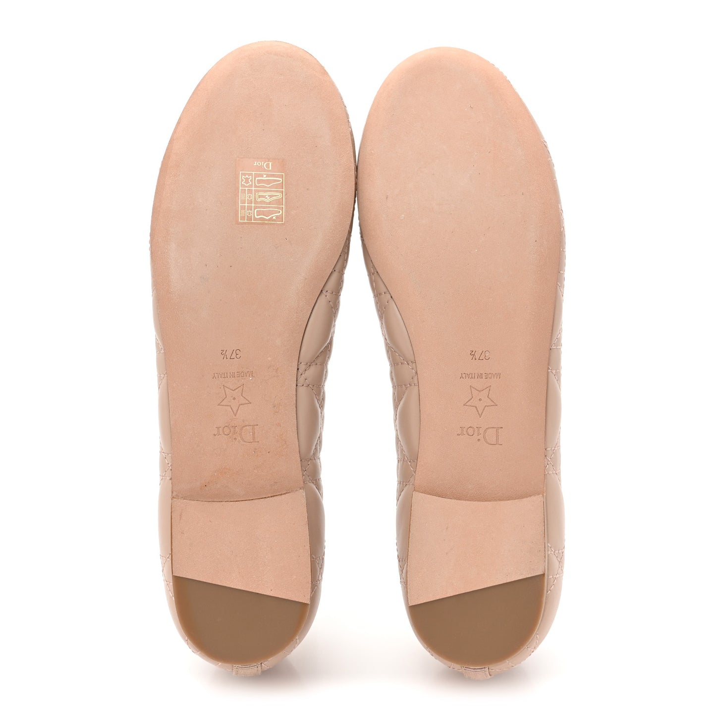 Calfskin Cannage Pearl Bow Ballet Flats 37.5 Nude