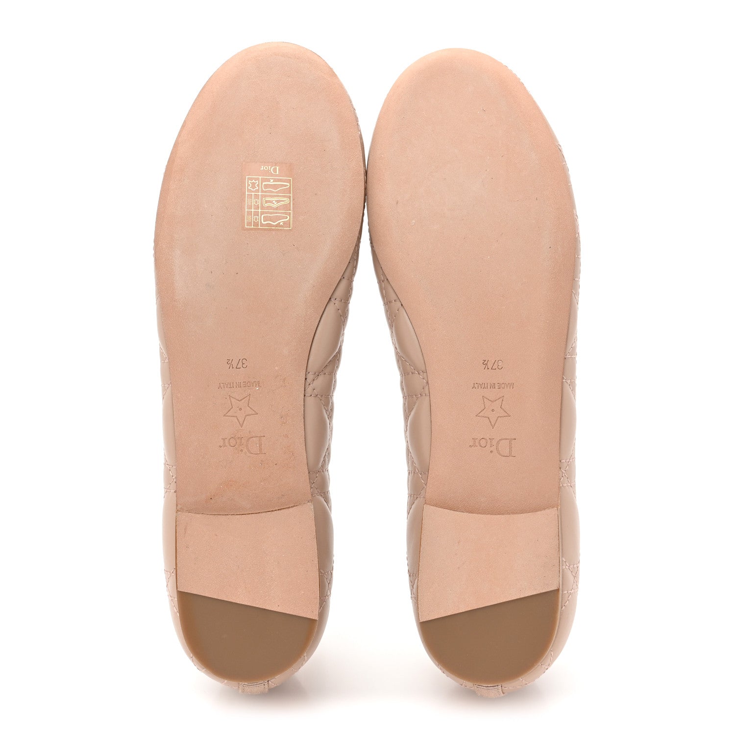 Christian Dior Calfskin Cannage Pearl Bow Ballet Flats 37.5 Nude 5 of 8
